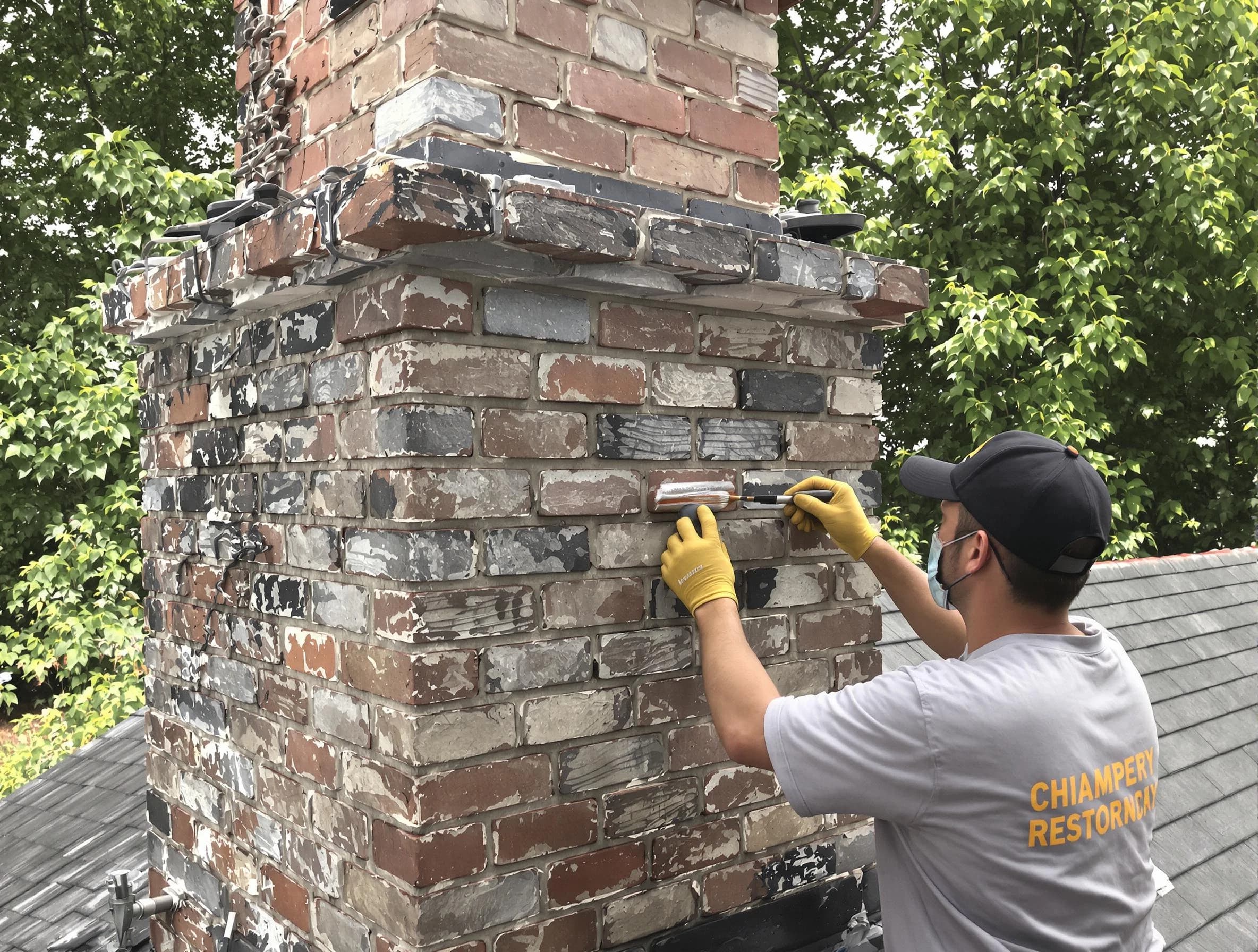 In-progress chimney restoration by Wyndham Chimney Sweep in Wyndham, VA