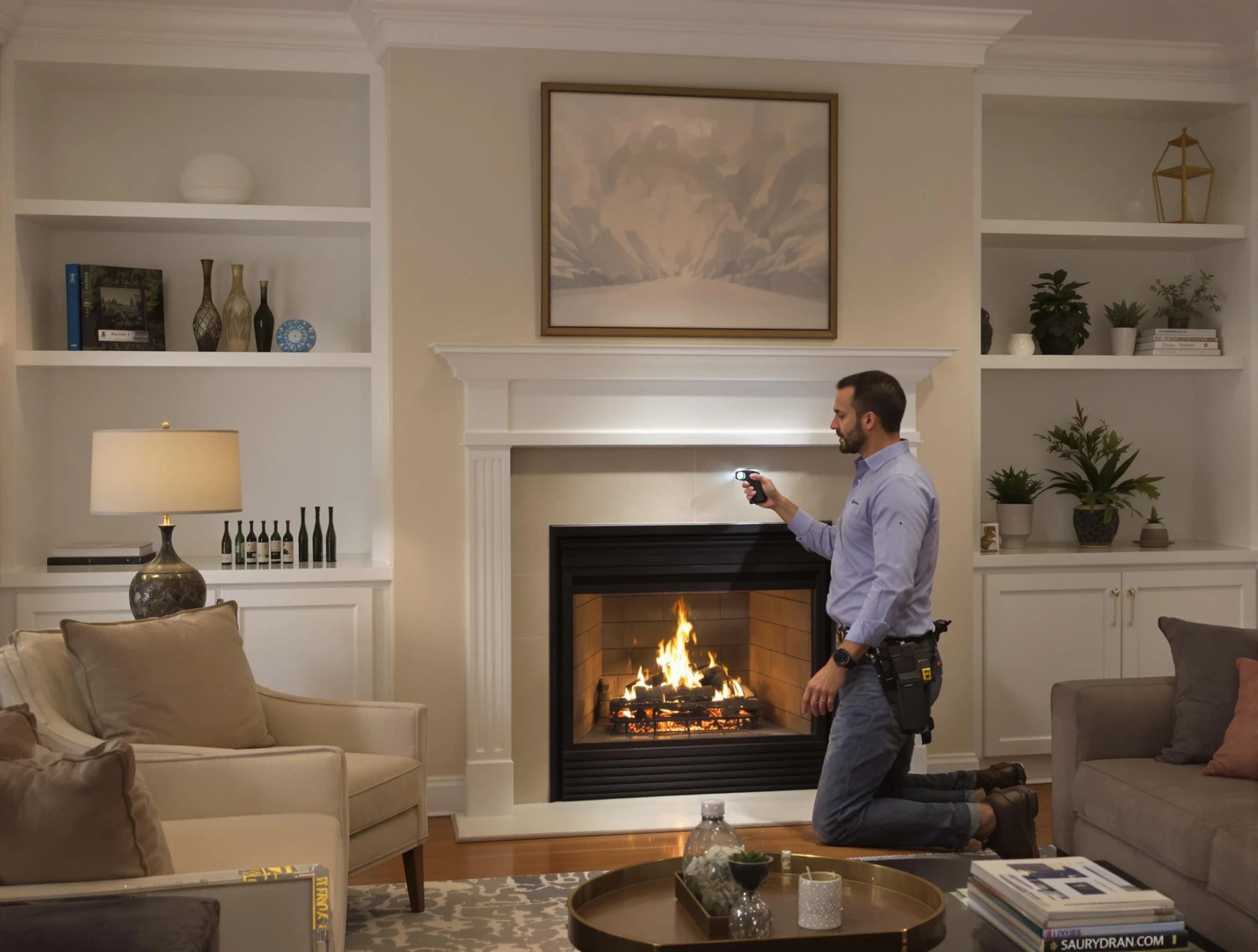 Wyndham Chimney Sweep conducting a fireplace safety inspection in Wyndham, VA