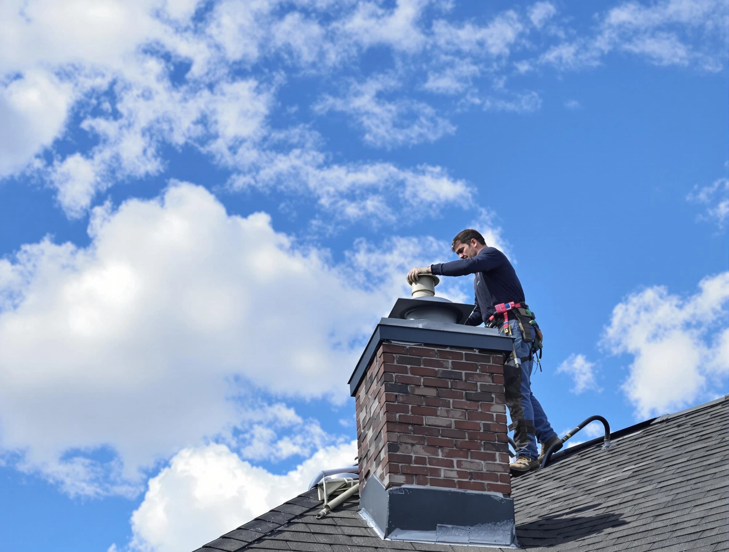 Wyndham Chimney Sweep installing a sturdy chimney cap in Wyndham, VA