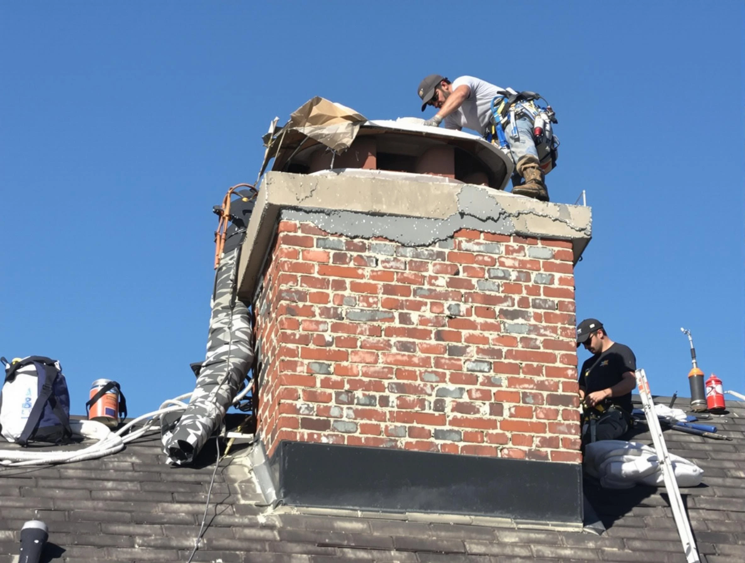 Wyndham Chimney Sweep installing a custom chimney crown in Wyndham, VA
