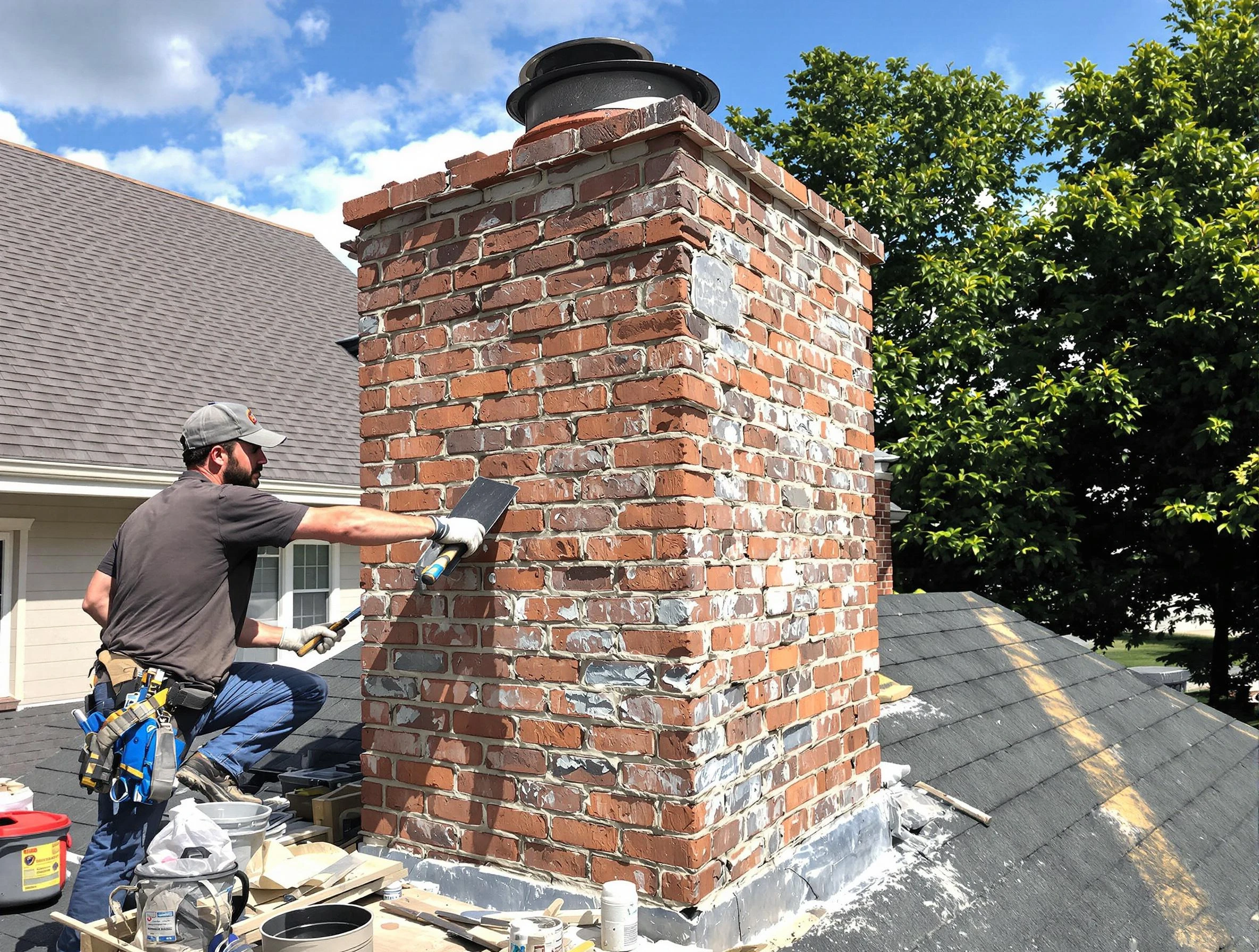 Completed chimney rebuild by Wyndham Chimney Sweep in Wyndham, VA