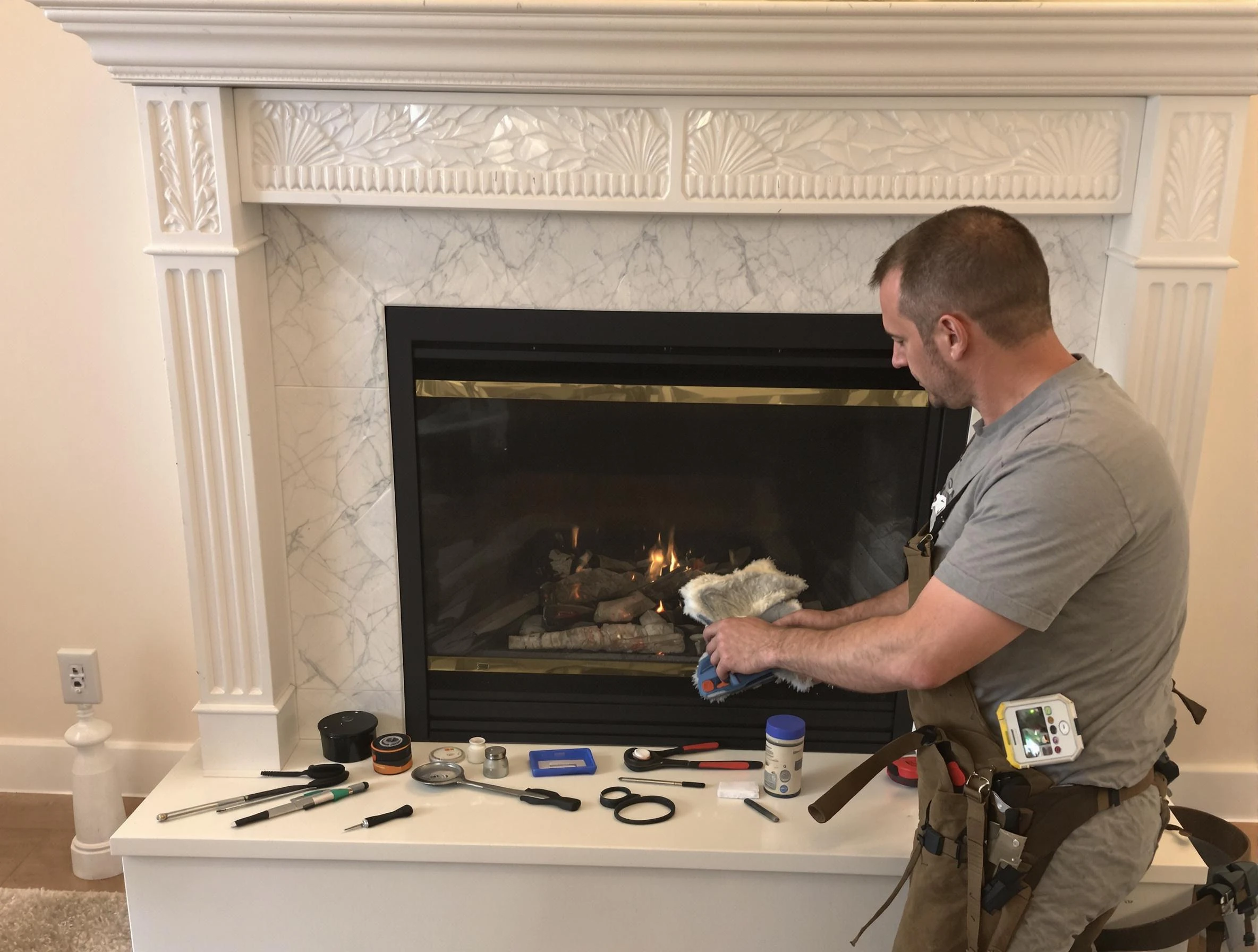 Wyndham Chimney Sweep performing fireplace maintenance in Wyndham, VA